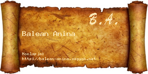 Balean Anina névjegykártya